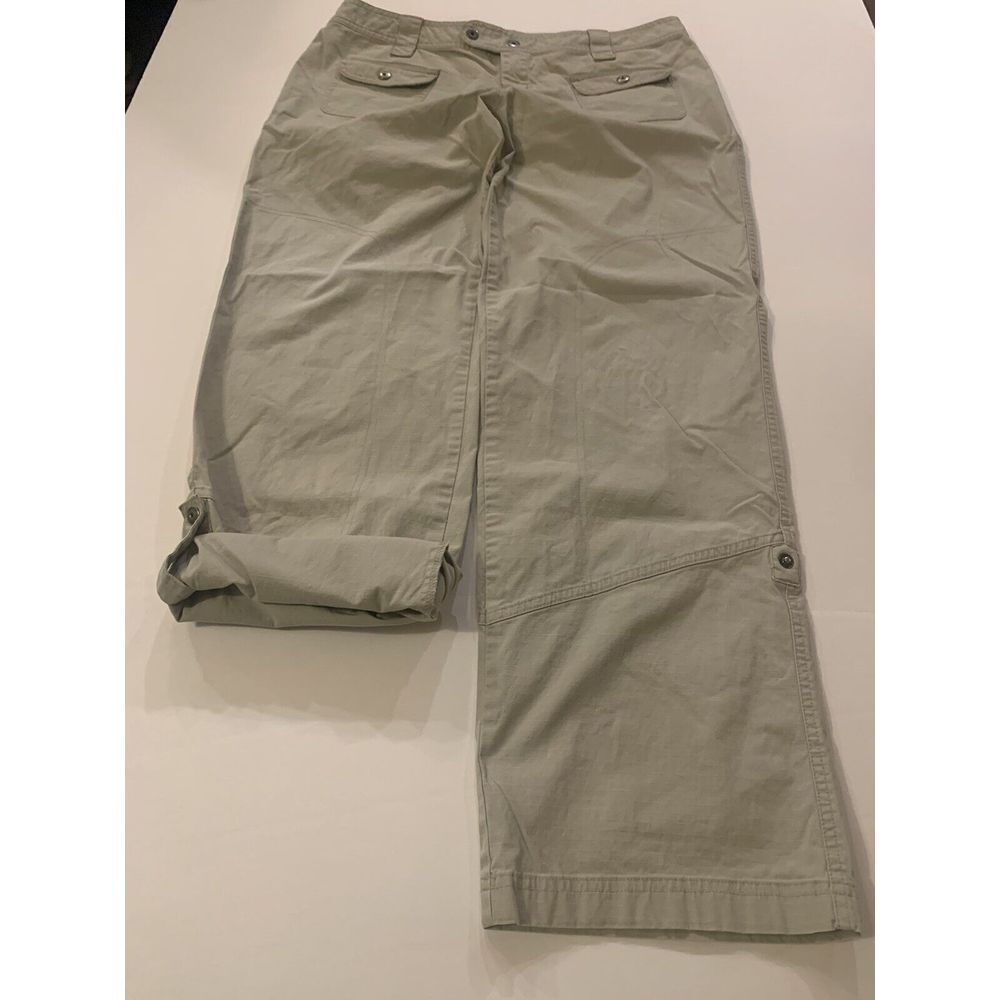 Columbia Women Khaki Cargo Roll Up Hiking Pants Size 12 AL 8487 Tan Straight Leg - Picture 2 of 6